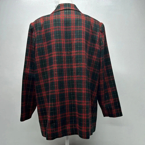 Sag Harbor Blazer Jacket Long Sleeve Plaid Wool Green Red Plus Size 20 W 20W - Picture 4 of 7